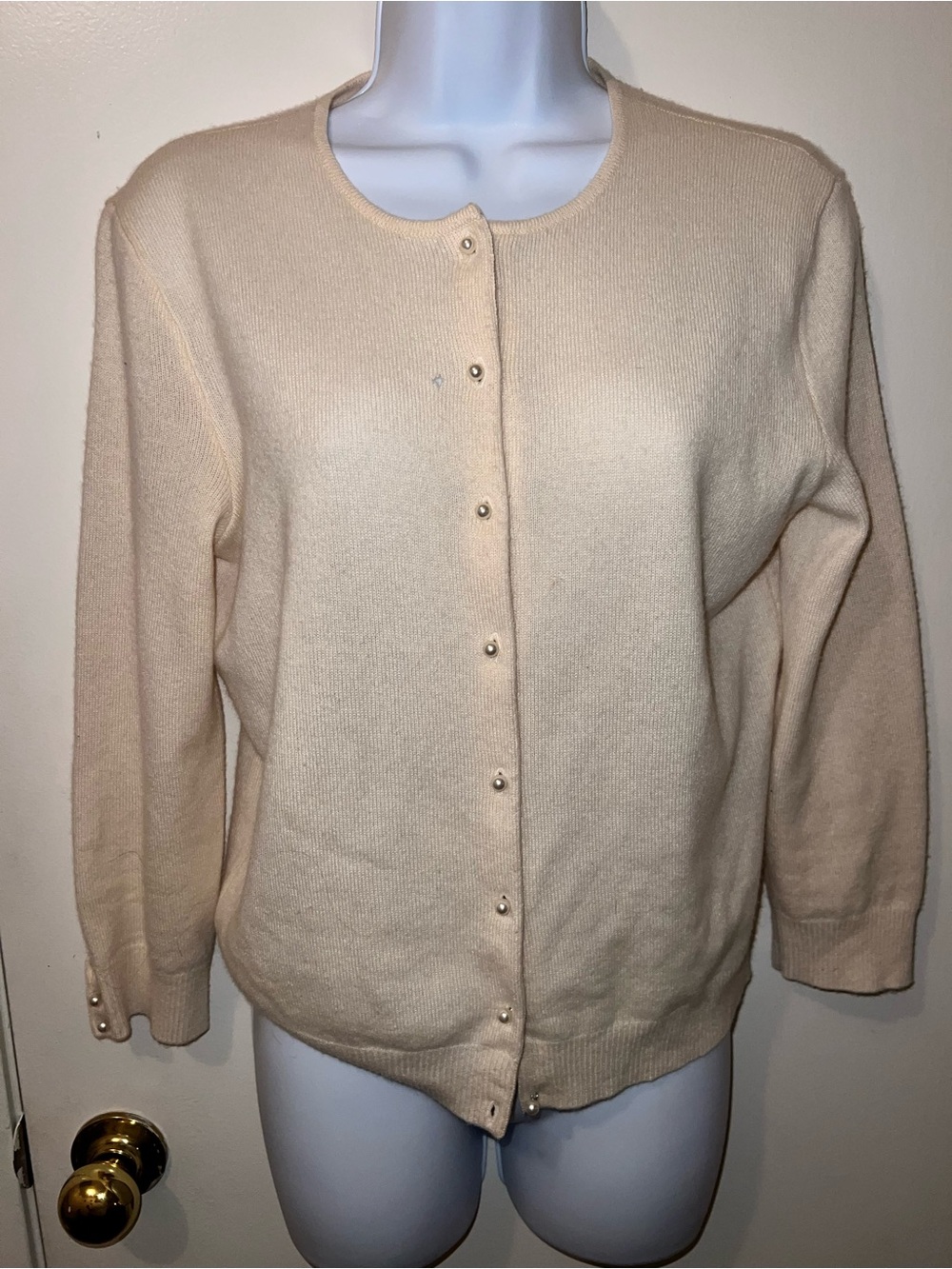 Classic Cream Button-Front Women’s Sweater
